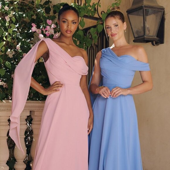 New Dusty Rose Mother Of Bride Gown w/ Draped Bodice & One Shoulder Neck CD T716 - Picture 4 of 10